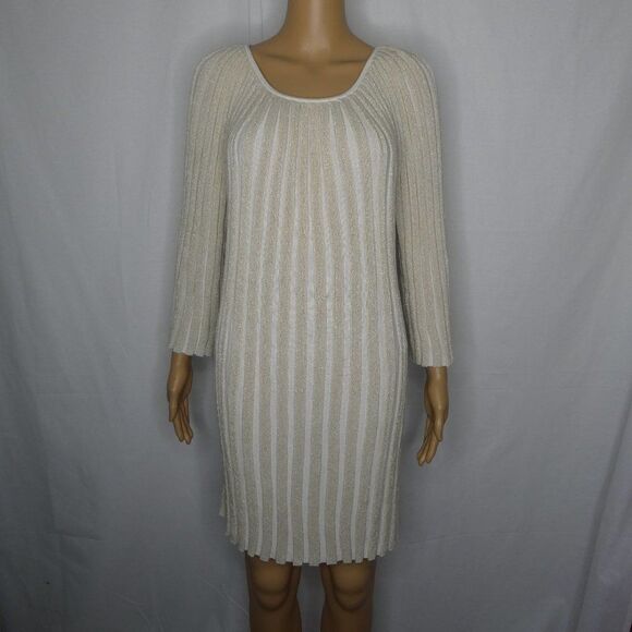 Alice + Olivia Ribbed Knit Dress Metallic Shimmer - Picture 1 of 8